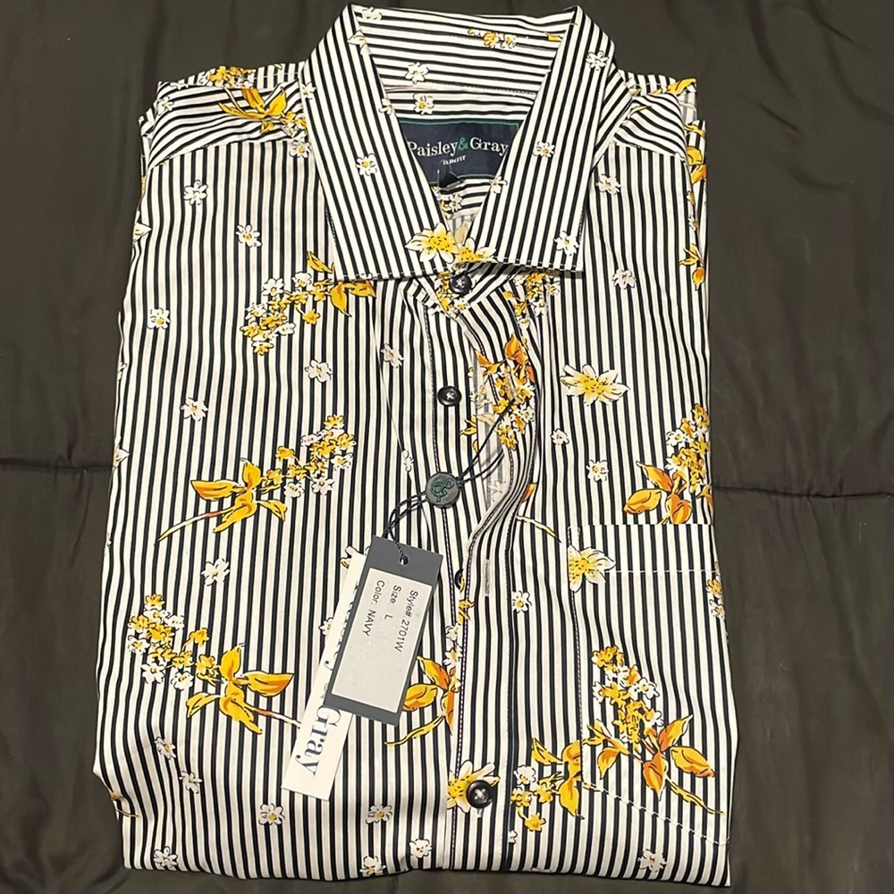 Paisley and Gray Size L (17) Multicolor Long Sleeve Shirt